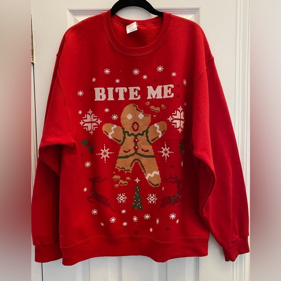 Jerzees Other - Jerzees- Christmas sweatshirt - crew neck - red - gingerbread - unisex size L